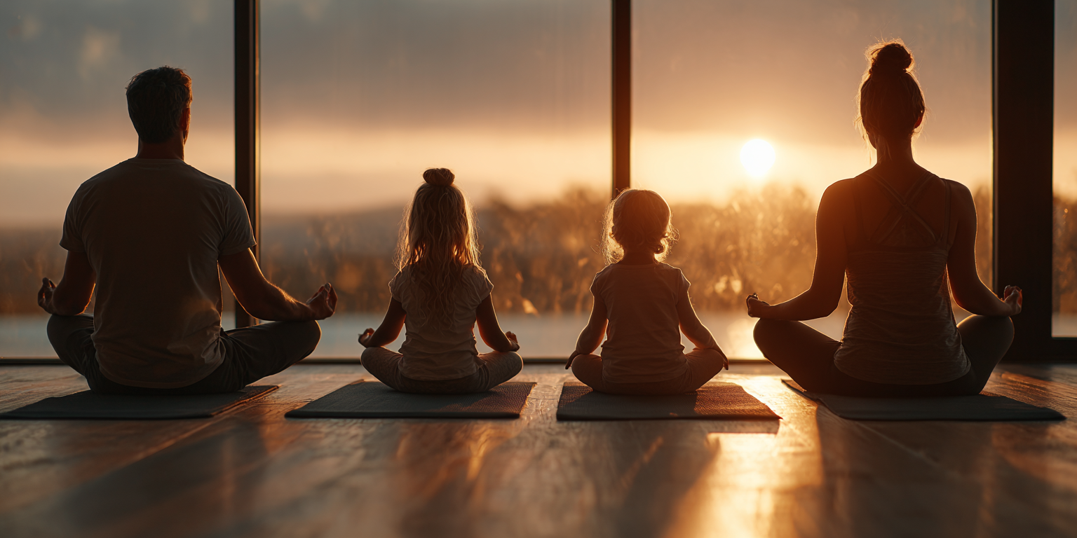 Сім'я практикує йогу разом